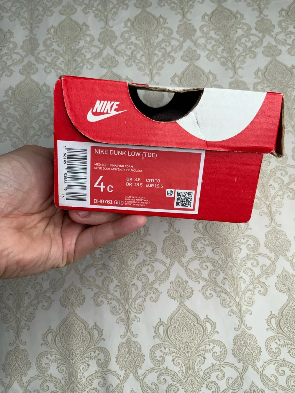 Nike Dunk Low Toddler Girls Size 4C Pink Foam Hyper Pink Sneakers